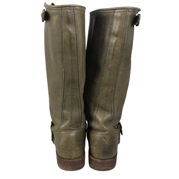 Frye Veronica Slouch Boots Sage Green Womens 8 Knee High Moto Buckle Y2K - Picture 3 of 12